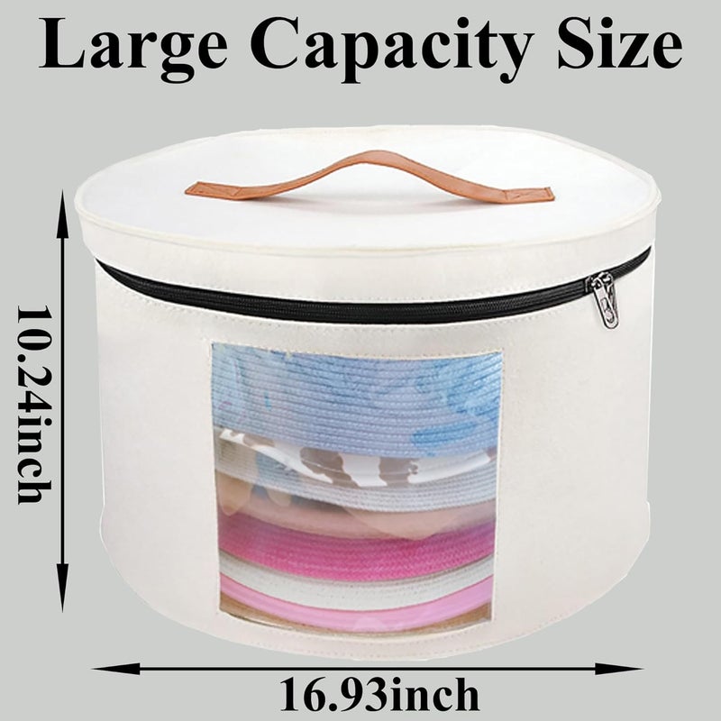 Memfish Hat Box-Hats Boxes for Women Storage Travel Large Round Hat Carrier Case Organizer (White) - Image 2
